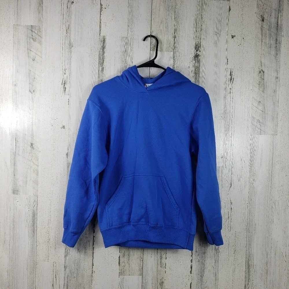 boys port and company basic blue hoodie youth size large